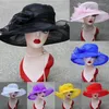 Basker 2022 Kvinnor Eleganta solhattar Bred Brim Dress Wedding Party Beach Floral Multi-Layered Hat
