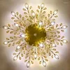 Lampki sufitowe LED Crystals liść Deco nowoczesna lampa do sypialni salon kuchnia światła powierzchniowe montowane nordyckie złoto