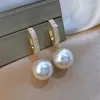 Dangle Earrings Fashion Korean Oversized White Imitation Pearl Drop For Women Bohemian Gray Round Wedding Jewelry Gift
