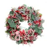 Decorative Flowers 40cm Christmas Red Wreath For Front Door Garlands Decoration Hanging Tree Wall Window Ornaments Xmas Home Decor Drop