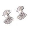 Dos boucles d'oreilles GRACE JUN Micro incrustation CZ ventilateur Clip sur pas de Piercing pour les femmes fête mariage manchette magnifique oreille Bijoux