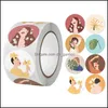 Sieraden zakjes tassen sieraden zakjes 250500 pcs 25 mm cartoon retro ronde schattig bedankstickers voor kleine bussiness cadeaubus packag dhpry