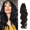 Taśma w skórze Hair Extensions Weft jedwabista prosta fala ciała kręcona perwersyjna luźna falista ludzka remy Virgin Hair Extension 100g 25gpc 408516564