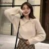 Women's Sweaters Loribindwood 2022 Winter Korean Version Of The Lapel Imitation Mink Velvet Short White Sweater Super Fairy Design Knit