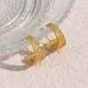 Hoop Earrings Stainless Steel Jewelry Vintage Hammered Texture Gold For Women Daily