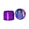 CHROMIUM CRUSHER Aluminum Alloy Purple Smoking Herb Grinder 50x43 MM 4 Piece with Mix Logo Pattern Metal Tobacco Grinders Smoke Pipe cnc teeth filter net