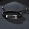 Pulseras de eslabones Pulsera de urna para hombre Cenizas trenzadas de cuerda negra