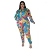 Tracksuits 5xl plus size dames kleding 2 -delige set crop tops pant suits herfst mode print streetwear extra grote outfits tracksuit