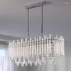 Lâmpadas pendentes Candelador de cristal moderno para sala de jantar Retângulo Decoração de lustres de iluminação LED de decoração LED