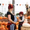 Beanie Cap Soft Pompom Hat Vuxen Baby Plaid Winter Hats Red Black Plaid Cuff Beanies Christmas Warm Hatlt102