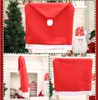 Fast Ship Christmas Chair täcker röda icke -vävda stolar bakåt täcker kök Xmas bordsdekoration julhattar mjuk beröring