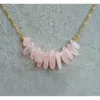 Chains NM32953 Rose Quartzs Point Necklace Pink Spike Statement Gold Or Silver Chain