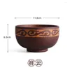 Bowls Natural Jujube Wooden Carve Bowl Soup Rice Noodles Kids Lunch Box Kitchen Tableware Japanese Style