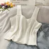 Kvinnors tankar Kvinnor Summer Sticked Crop Top 2022 Chic Brodery Floral Vest Tank Casual Stylish Short Tube Tops