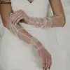 Luvas de noiva de tule transparente simples Luvas de noiva Ultra Finga Mita de dedos completos de dedo cheio 70cm Comprimento ajustável Partema de casamentos de cotovelo Acessórios