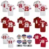 NCAA College Wisconsin Badgers Football Jersey University 6 Corey Clement 20 James White 28 Montee Ball 25 Melvin Gordon III 1 Piggery Rouge Blanc Cousu Respirant