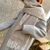 Scarves Korean Autumn and Winter New Water Ripple Pattern Cashmere Scarf Women's Pocket Dual purpose Thickened Shawl Long Tassel Neck