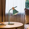 Lampy stołowe Nordic Nowoczesne zielone/różowe rustykalne lampa biurka Iron Drewno Proste stożkowe światła czytania E27/E26