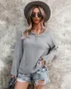 Women's Sweaters Solid Woman Autumn 2022 V-Neck Button Aesthetic Jumpers Pullover Casual Fashion Womens Winter Drop