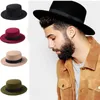 Bérets Laine Boater Chapeau Plat Pour Hommes Femmes Hiver Automne Feutre Large Bord Fedora Gentleman Prok Pie Bowler Gambler 15