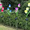 Lampes de piquet de pelouse de voie de jardin de tulipe de simulation de lumière solaire décor extérieur