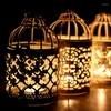 Candle Holders Electroplated Metal Hollow Moroccan Birdcage Lantern Holder Craft Tea Light Cradle Room Decor For Home M56