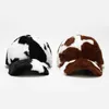 Ball Caps Winter Women Korean Fashion Faux Fur Cow Pattern Plush Baseball Cap Warm Snapbacks Gorros