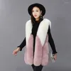 Women's Fur ZADORIN 2022 Luxury Contrast Color Faux Vest Women Plus Size Winter Long White Pink Coat Gilet Fourrure Bontjas