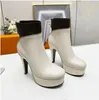 Afterglow -platform Ankle Boots Women Designer High Heel Boot Back Zip Fashion Booties Black Brown Leather Lady Wedding Party Casual88
