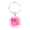 Pink Ribbon Keychain Caring Breast Cancer Charitable Activities Bag Accessories Car Pendant Gift Keyring Jewelry