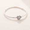 CZ Diamond Heart Pave Clasp 팔찌 Pandora 925 Sterling Silver Snake Chain Charms Bracelets 웨딩 쥬얼리 여자 소녀