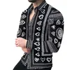 Men's Casual Shirts Fashion Dresses Chemise Hawaiian Letter Printed Long Sleeve Camisa S-3XL Men Hombre Party Tropical Dress Blouses