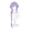 Affascinanti capelli lunghi da donna, cosplay, animazione, modellazione, modellazione grigio viola, parrucca con treccia di pasta fritta