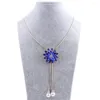 Pendentif Colliers De Luxe CZ Zircon Flocon De Neige Long Collier En Métal Chandail Chaîne Charme Cristal Strass Fleur Ajusté