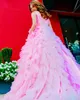 Ombre Pink Girl Controsel sukienka 2023 Crystal Sash Ballgown Squalu