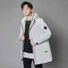 Jaqueta de inverno masculino 90% de pato branco Coreia Cargo para homens quebra -vento de capa Parkas com capuz