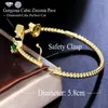 Bracelet ThreeGraces Mode Vert Zircon Cubique Or Couleur Luxe Fête Manchette Ouverte Pour Les Femmes À La Mode Banquet Costume Bijoux B058