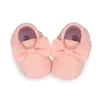 Första vandrare födda flickor skor Crib Butterfly-Knot Princess Soft Sole Toddler 0-18m