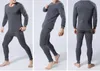 Men's Sleepwear 2021 Winter Fluff Cotton Round Neck Warm Long Johns Set For Men Ultra-Soft Solid Color Thin Thermal Underwear Men's Pajamas T221017