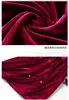 2022 خريف الحامل طوق Velor اللون الصلبة فستان اللون الأسود / الأحمر الأكمام الطويلة مرفوفة منتصف العربدة MIDI الفساتين عارضة C2S123018