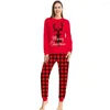 Femme Deux Pièces Pantalon 1 Ensemble Pyjama Parent-Enfant Col Rond Noël Confortable Fête de Famille Noël Vêtements de Nuit Haut Pour