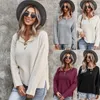 Women's Sweaters Solid Woman Autumn 2022 V-Neck Button Aesthetic Jumpers Pullover Casual Fashion Womens Winter Drop