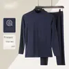 Vêtements de nuit pour hommes Hommes Sous-vêtements thermiques Ensembles O Cou Haute Tortue Long Johns Sexy Hiver Chaud Corps Vêtements Invisible Tops Buttoms T221017