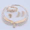 Women Rhinestone Bridesmaid Angel Gold Color Necklace Earring Bangle Ring Set For Wedding Party Jewelry Set