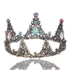 Bunte Kristall-Tiaras, Brautkrone, volle runde Tiara, Hochzeit, Kopfschmuck, Abschlussball, Party, Haarschmuck