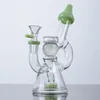 XL-341 glazen bongs gesneden donut perc 14 mm vrouwelijke gewricht waterpijpen 7 inch gloed in de donkere balolie dab rigs 4 mm dikke douchekop perc waterpijp