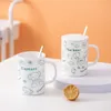 Mugs Creative Cute Animal Ceramic Mug With Lids Spoon Drinking Coffee Cup Fashion Cat Bear Elephant Couple Home Tea by sea BBB16461