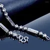 Chains Genuine Solid Silver Necklace 925 Sterling Hexagonal Bead Men's Charm Jewelry