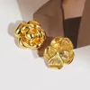 Pendientes con forma de flor de rosa, joyería chapada en oro real de 18 quilates, regalo de Navidad para mujeres y niñas