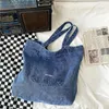 Avondtassen grote capaciteit dames handtas schoudertas zomer denim vrouwen tote Koreaanse canuele canvas winkeltas met alle match canvas